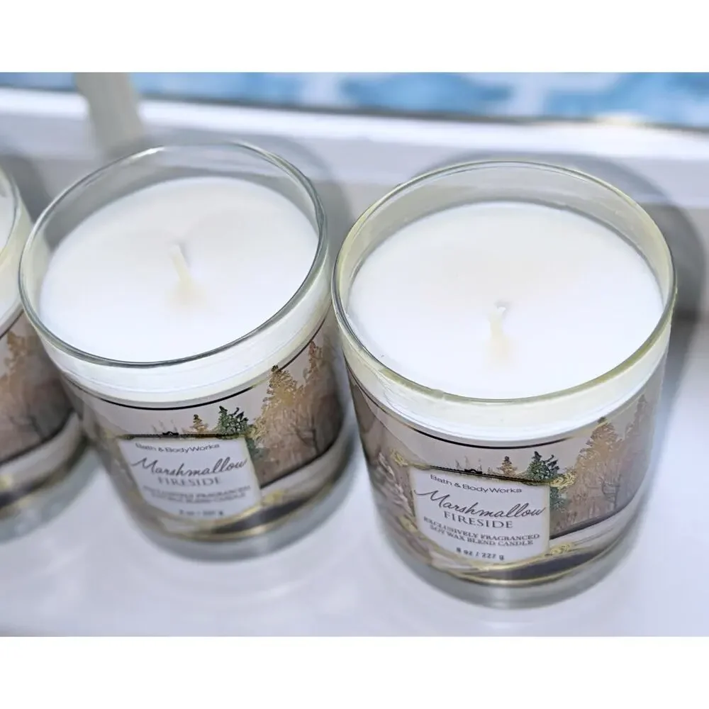 Lot of 3 Bath & Body Works Marshmallow Fireside Single Wick Candle